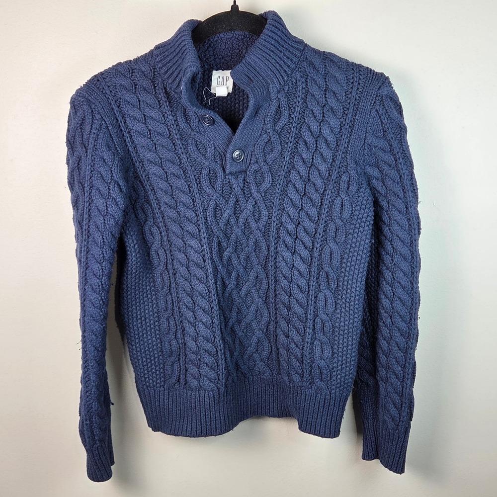 Gap Kids Sweater Kids L‎ Navy Blue Cable Knit Mock Neck 727614-01